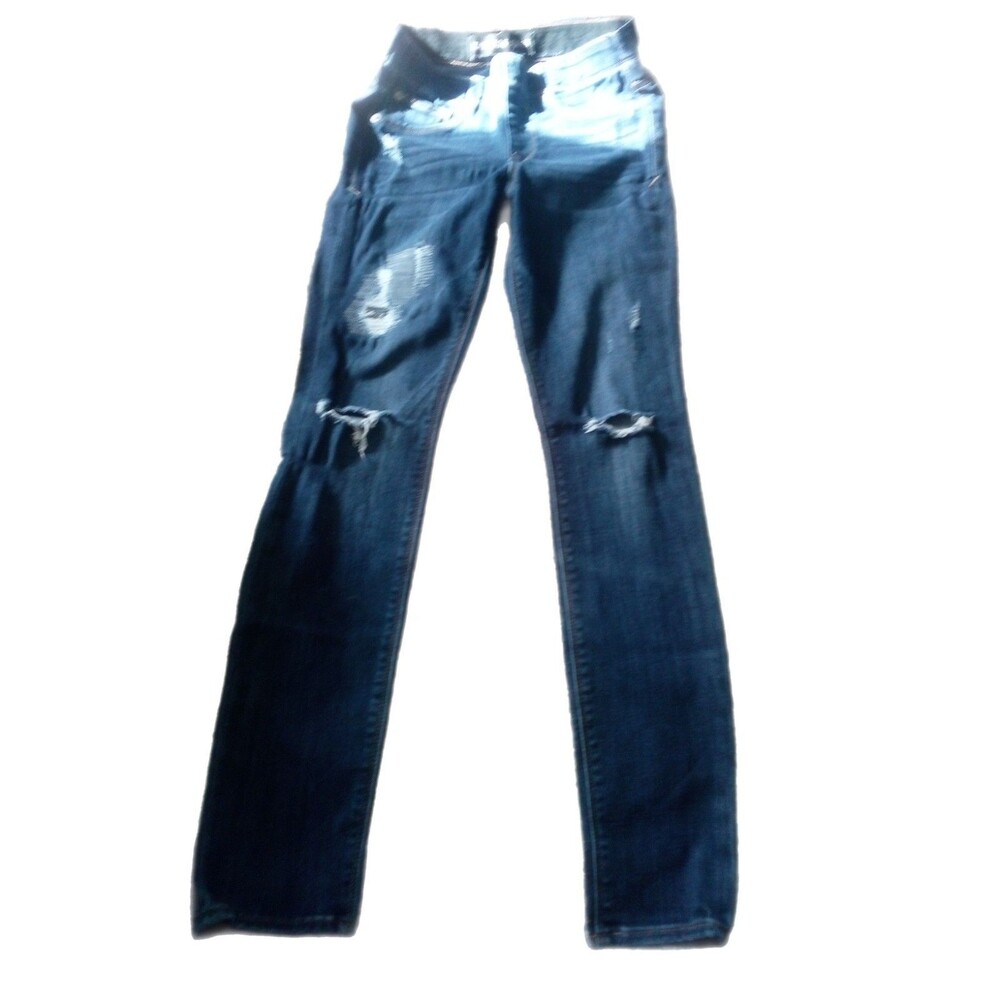 Women's Express Blue Jeans Sz 0 Distressed Mid Rise Legging 27x29